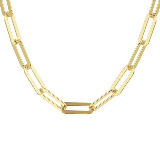 collier paperclip platte buis 5,4 mm zilver verguld (geel)