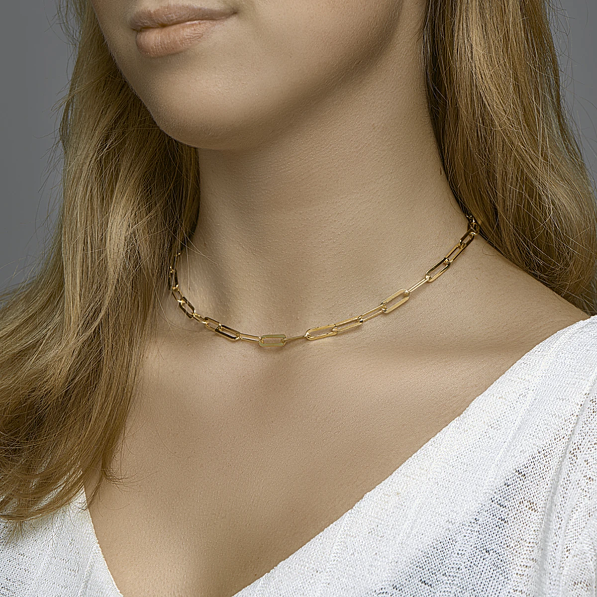 collier paperclip platte buis 5,4 mm zilver verguld (geel)