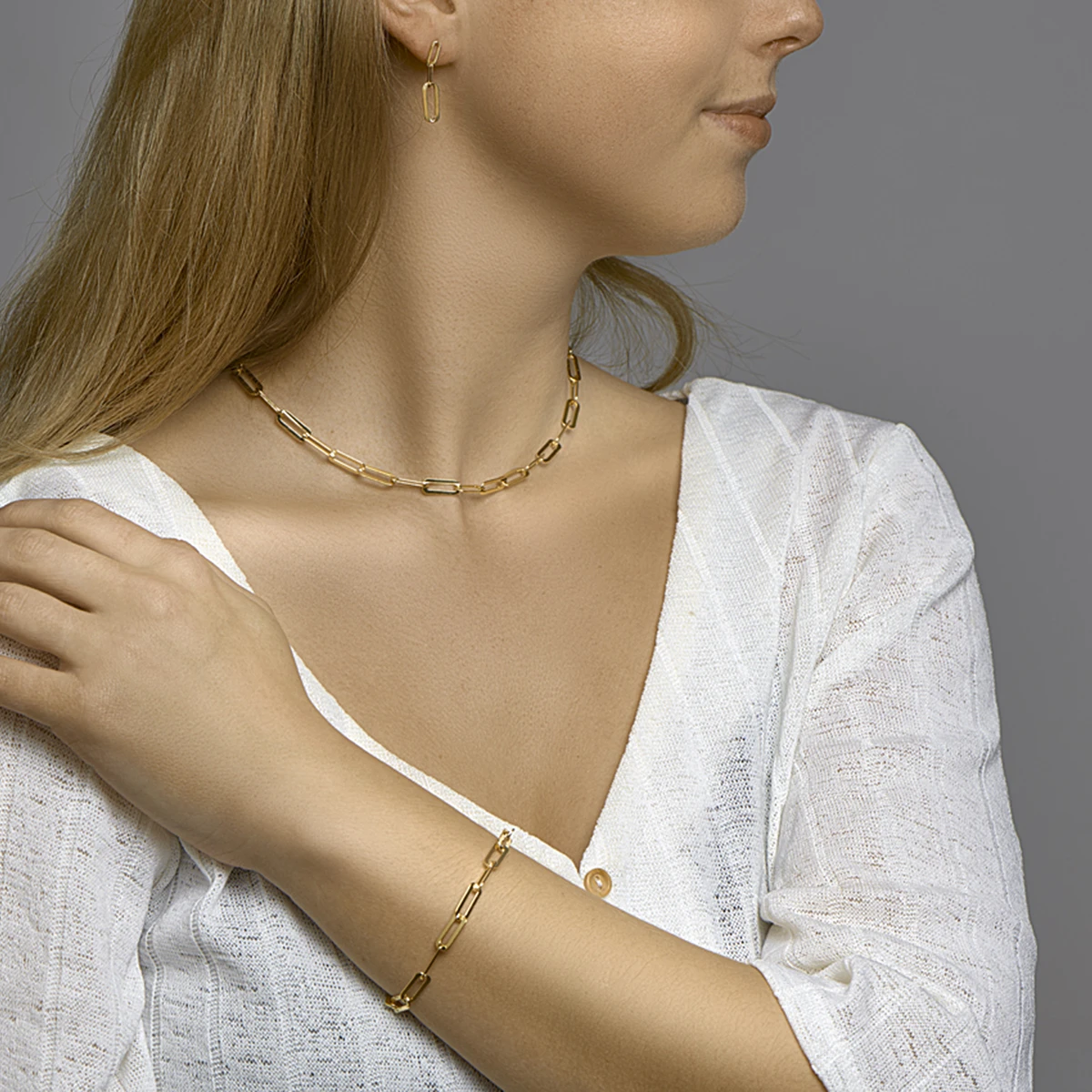 collier paperclip platte buis 5,4 mm zilver verguld (geel)