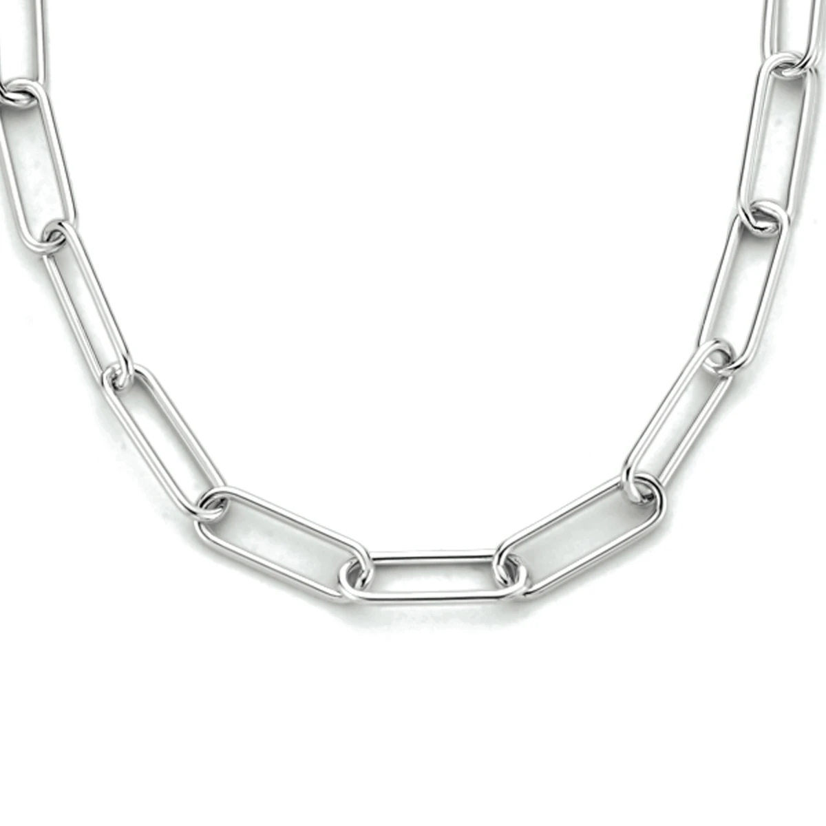 collier paperclip ronde buis 3,0 mm 45 cm zilver gerhodineerd