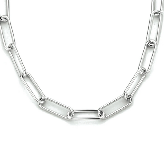 collier paperclip ronde buis 3,0 mm 45 cm zilver gerhodineerd