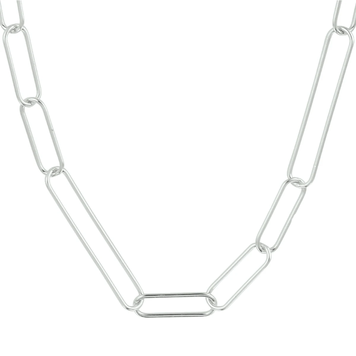 collier paperclip ronde buis 5,5 mm zilver gerhodineerd