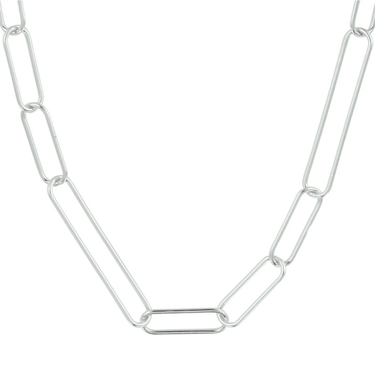 collier paperclip ronde buis 5,5 mm zilver gerhodineerd