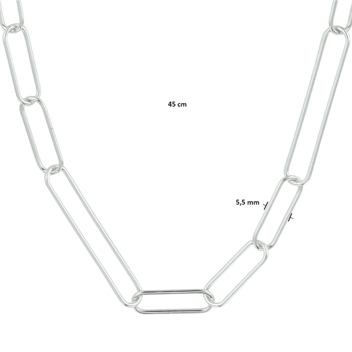 collier paperclip ronde buis 5,5 mm zilver gerhodineerd
