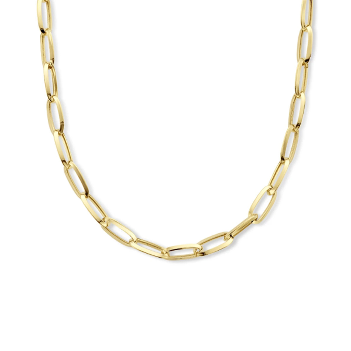 collier paperclip spitse buis 6,0 mm 43 cm 14K geelgoud