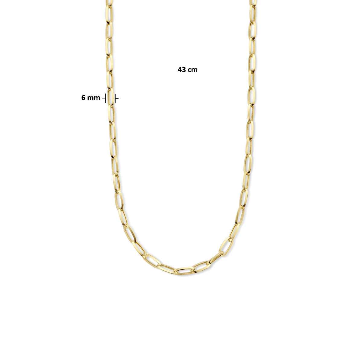 collier paperclip spitse buis 6,0 mm 43 cm 14K geelgoud