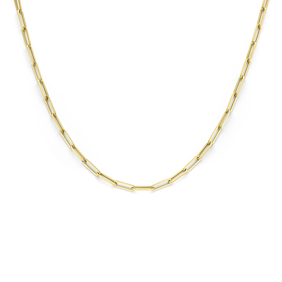 collier paperclip vierkante buis 3,0 mm 14K geelgoud