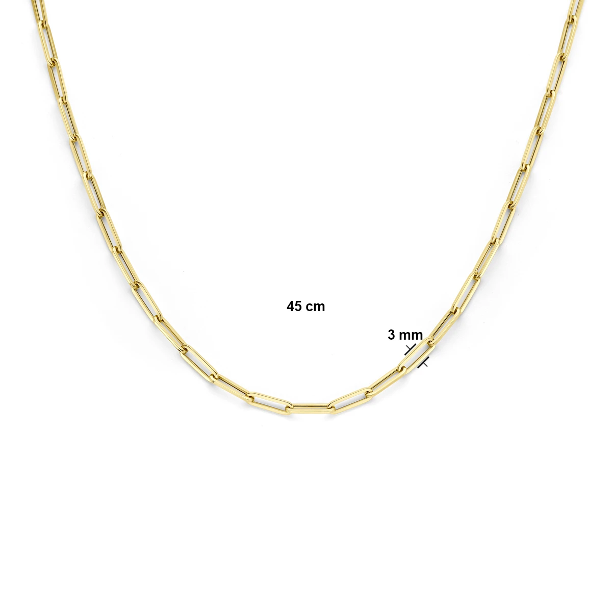 collier paperclip vierkante buis 3,0 mm 14K geelgoud