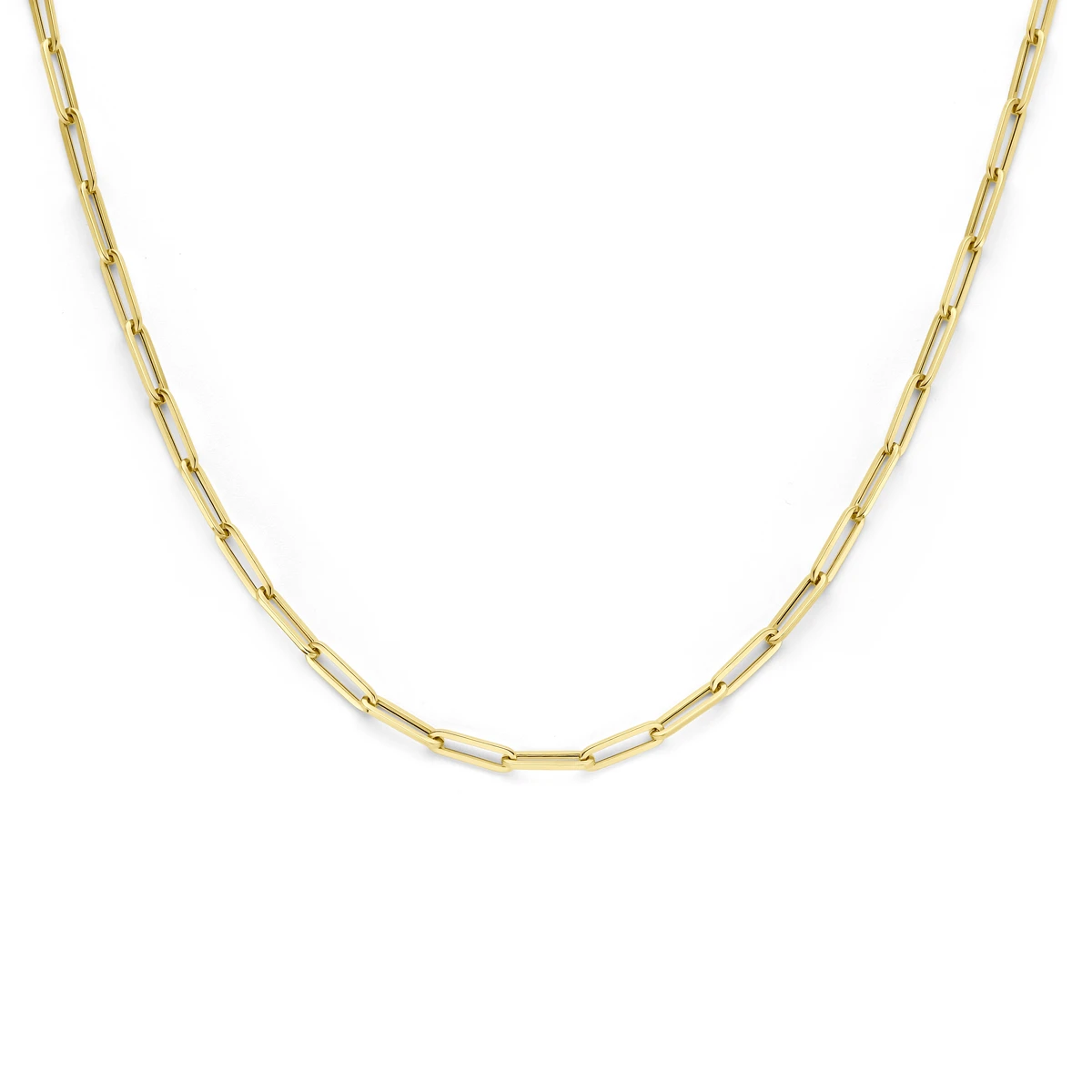 collier paperclip vierkante buis 3,0 mm 14K geelgoud