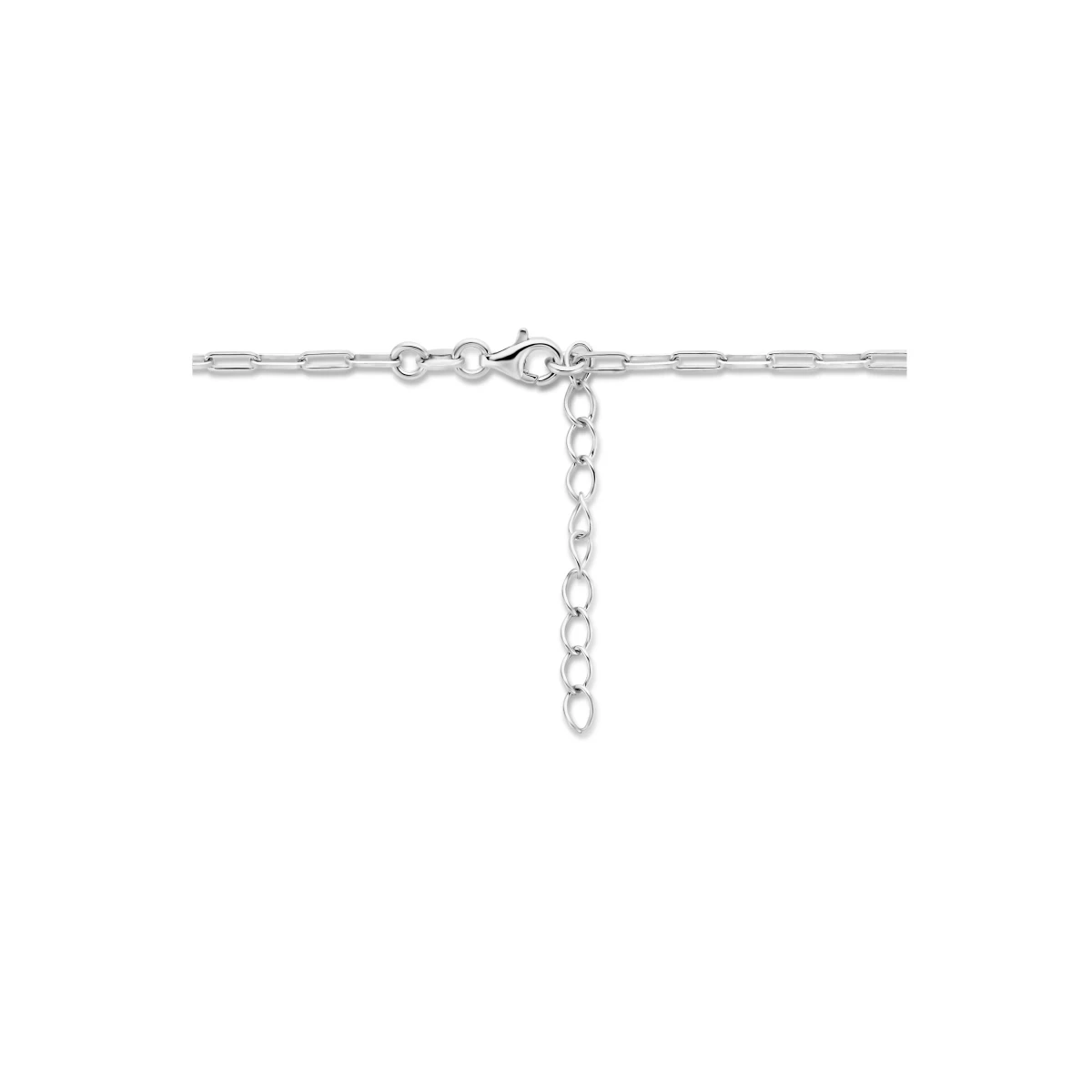 collier paperclip vierkante buis 3,0 mm 41 + 4 cm zilver gerhodineerd