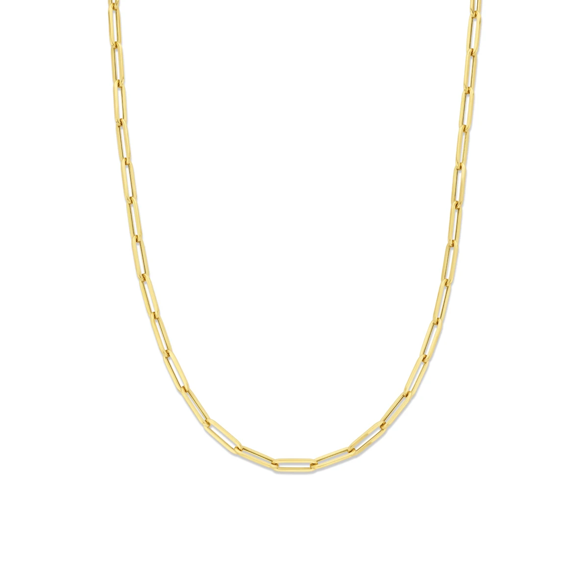 collier paperclip vierkante buis 4,5 mm 45 cm 14K geelgoud