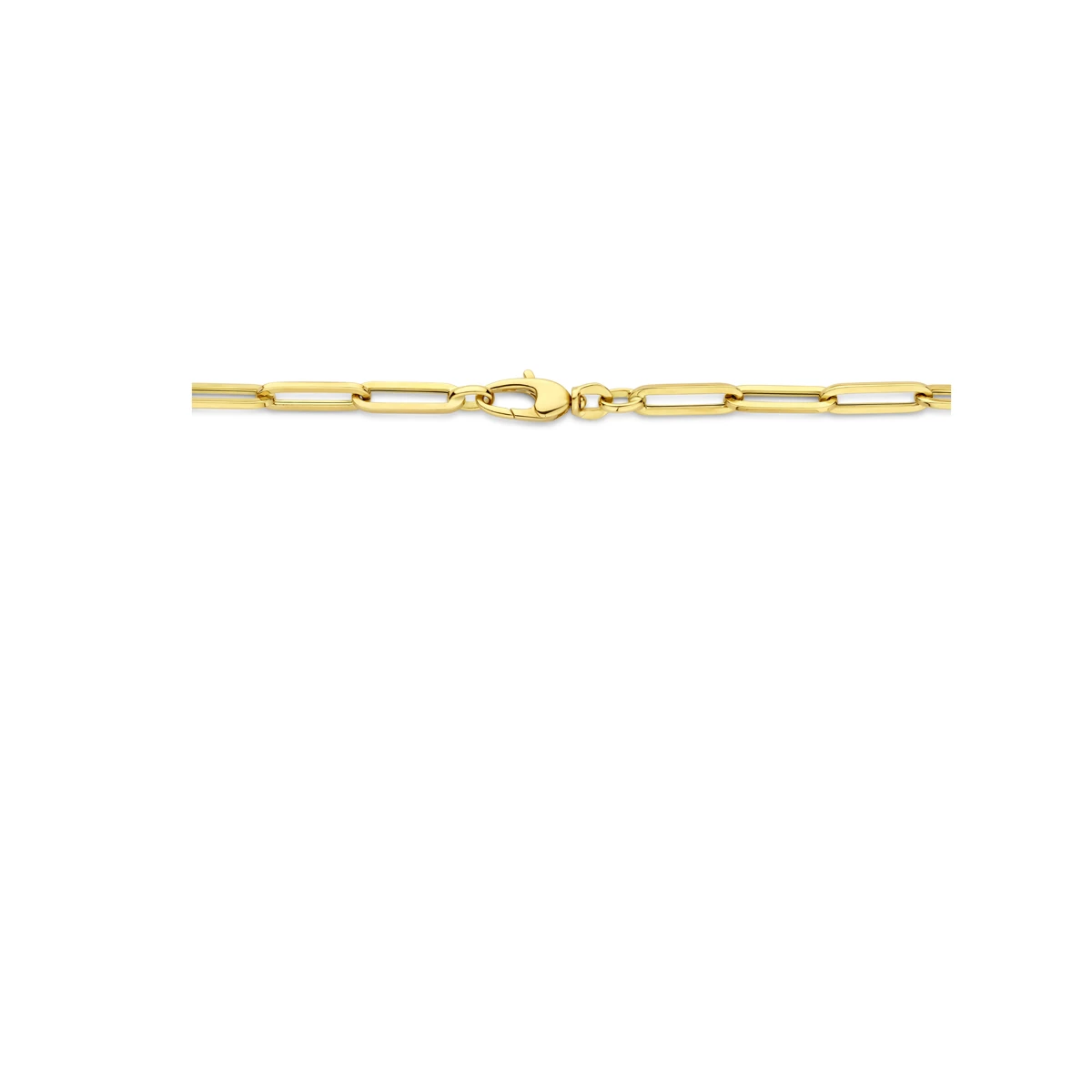 collier paperclip vierkante buis 4,5 mm 45 cm 14K geelgoud