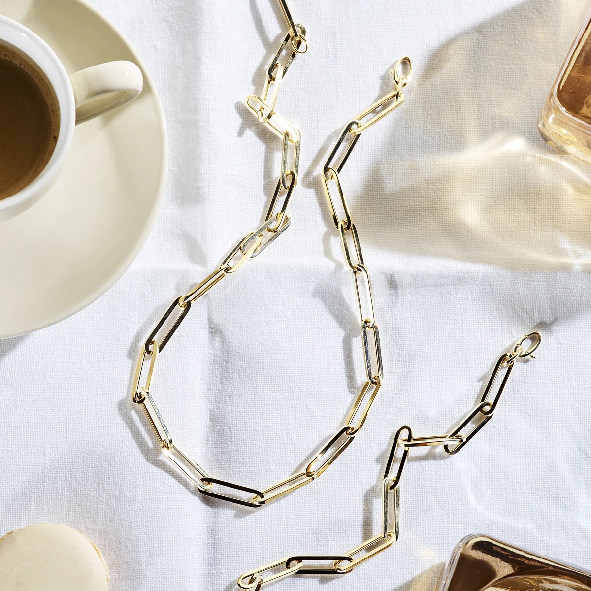 collier paperclip vierkante buis 4,5 mm 45 cm 14K geelgoud