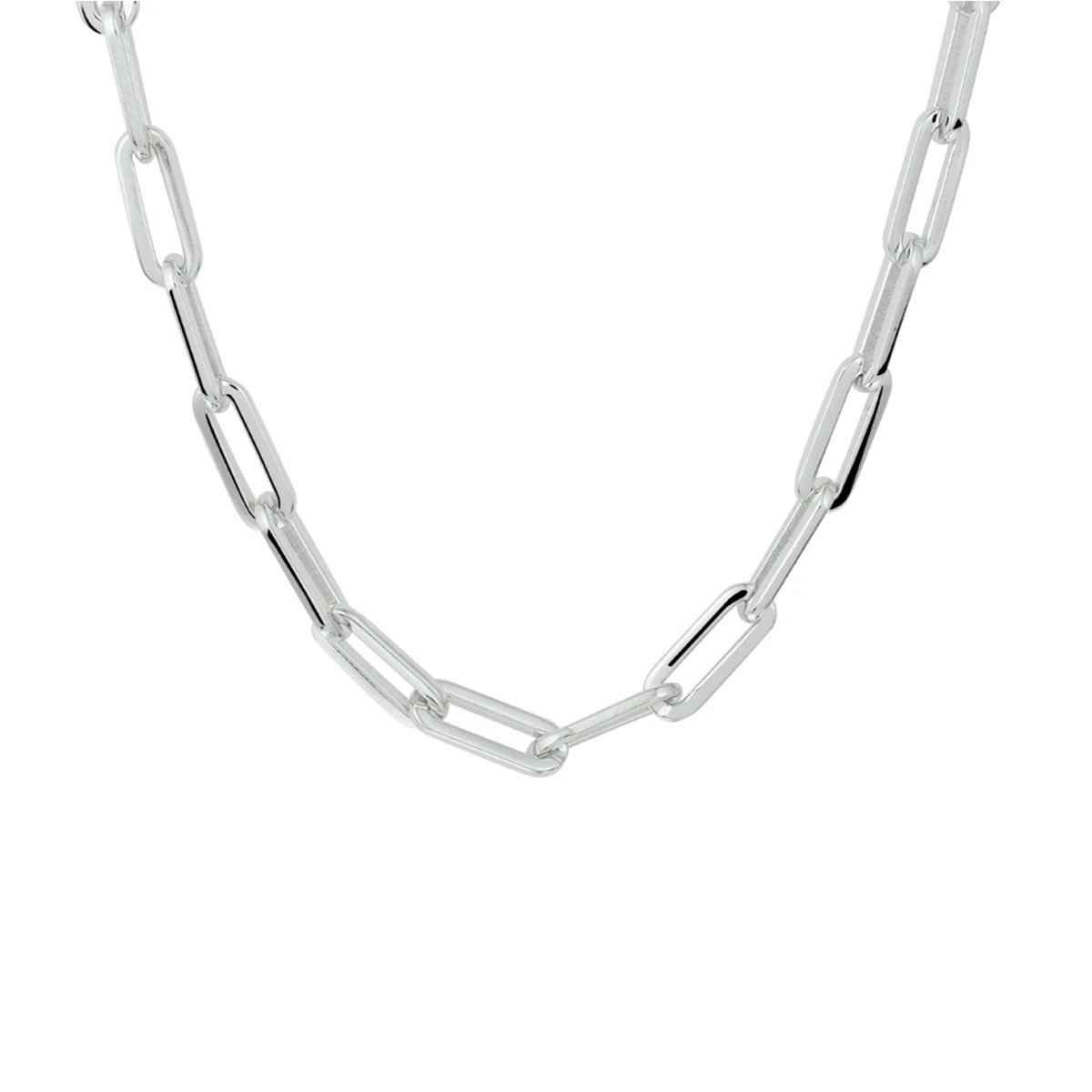 collier paperclip vierkante buis 4,5 mm zilver gerhodineerd