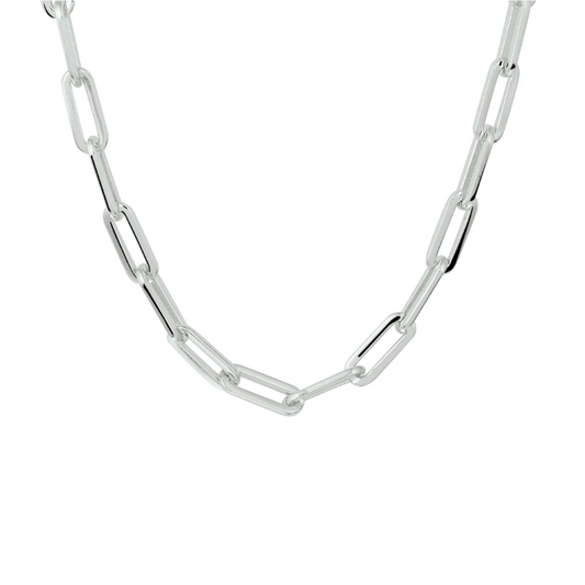collier paperclip vierkante buis 4,5 mm zilver gerhodineerd