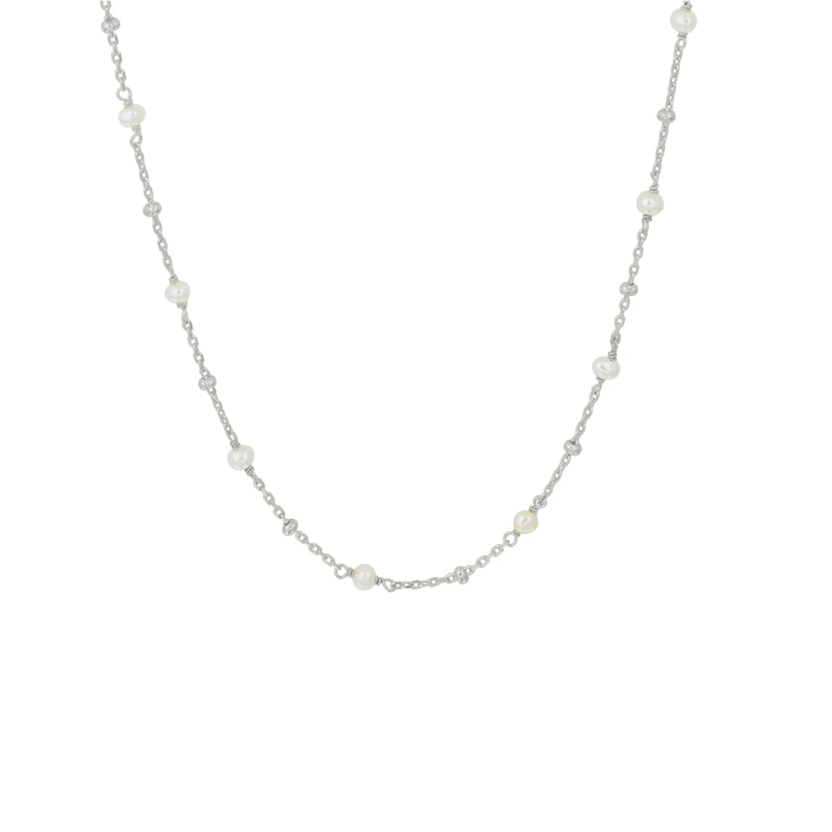 collier parel 41 + 4 cm zilver gerhodineerd