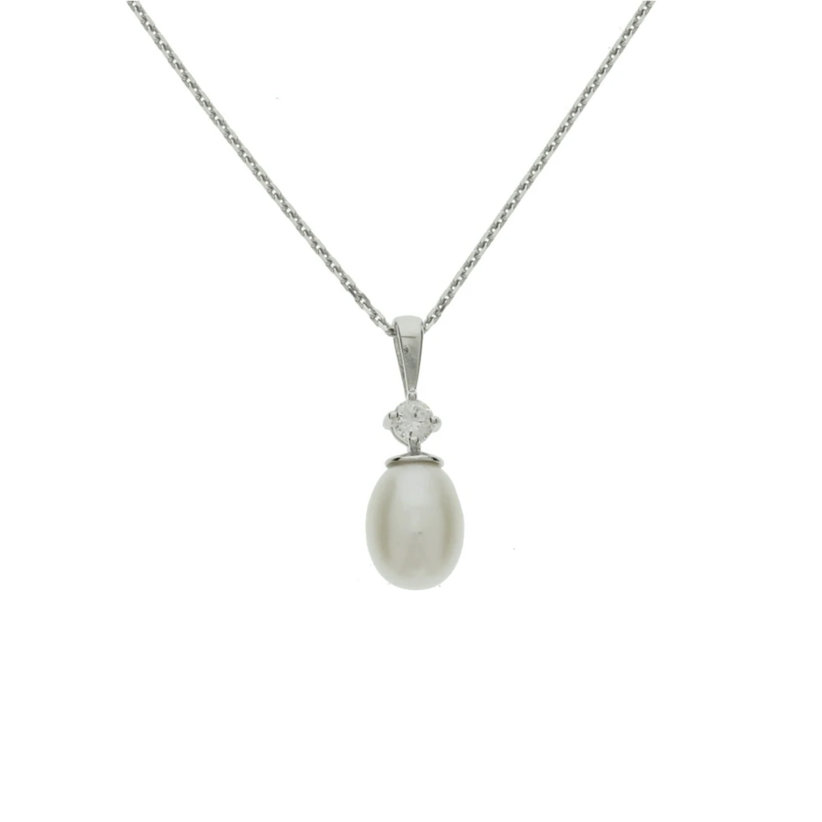 collier parel 41 + 4 cm zilver gerhodineerd