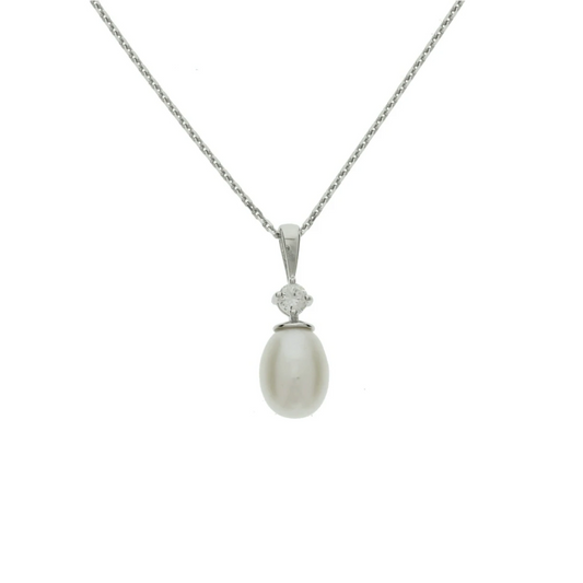 collier parel 41 + 4 cm zilver gerhodineerd