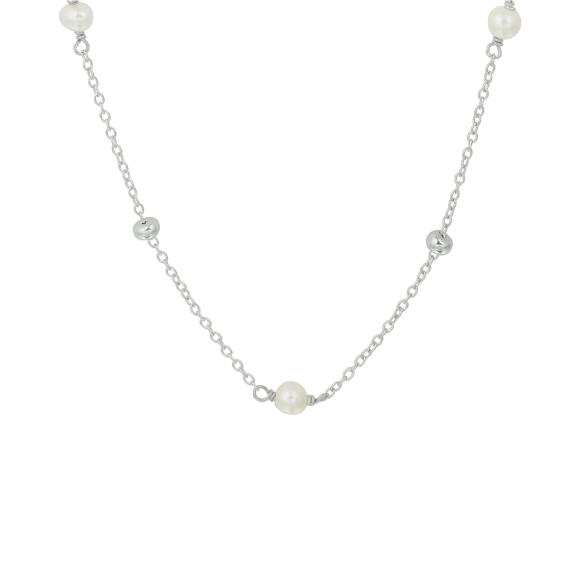 collier parel 41 + 4 cm zilver gerhodineerd