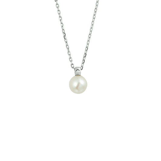 collier parel 41 + 4 cm zilver gerhodineerd