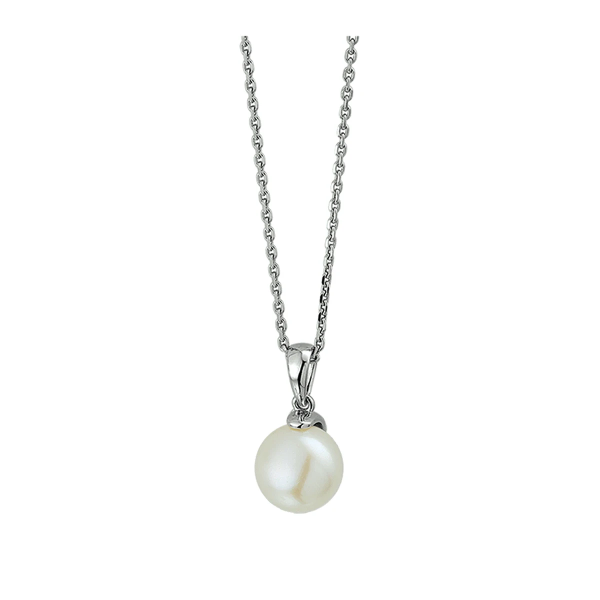 collier parel 41 + 4 cm zilver gerhodineerd
