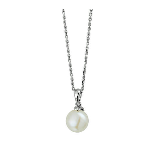 collier parel 41 + 4 cm zilver gerhodineerd