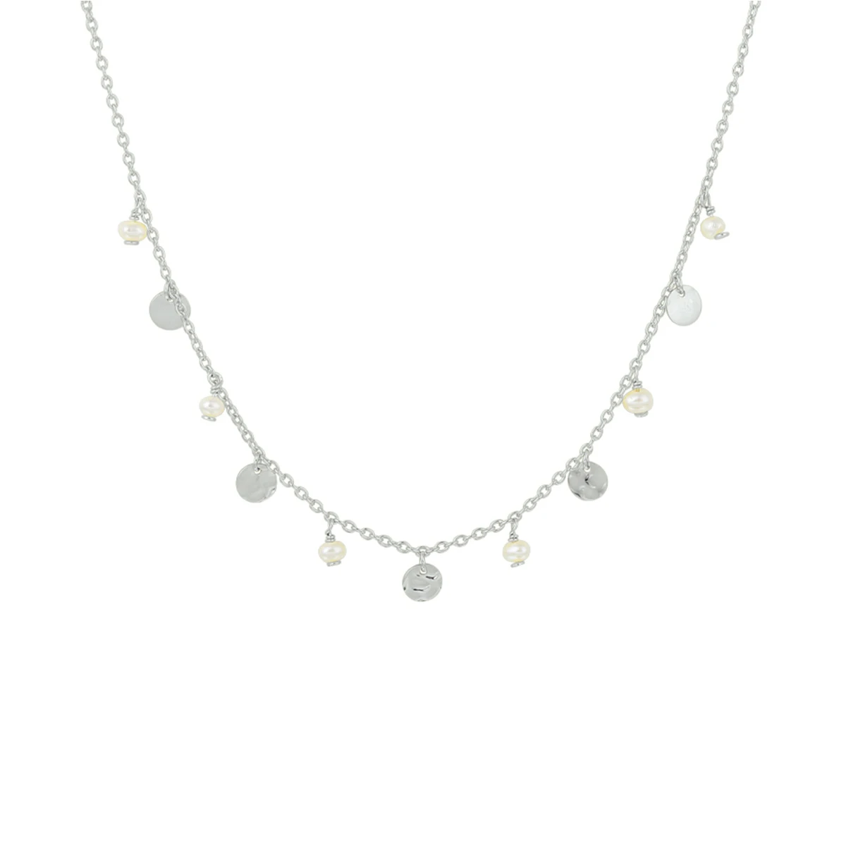 collier parel 41 + 4 cm zilver gerhodineerd