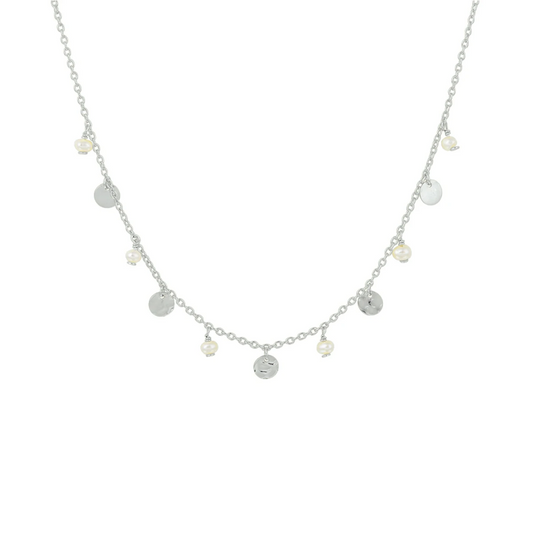 collier parel 41 + 4 cm zilver gerhodineerd