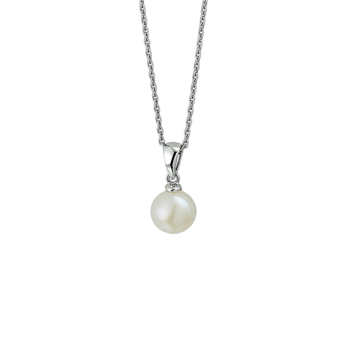 collier parel 41 + 4 cm zilver gerhodineerd