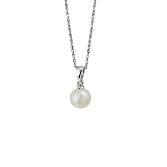 collier parel 41 + 4 cm zilver gerhodineerd