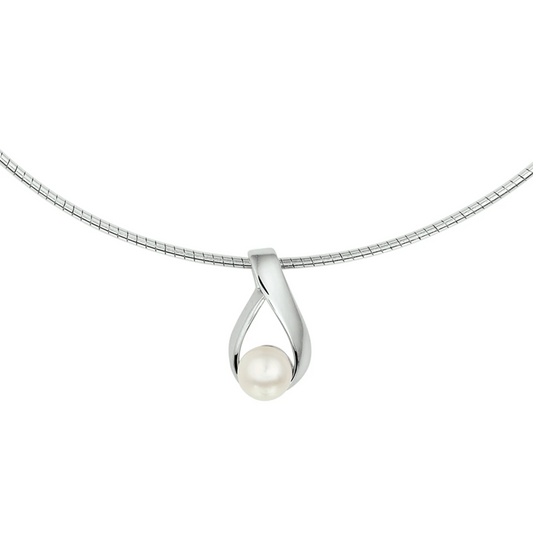 collier parel 42 + 3 cm zilver gerhodineerd