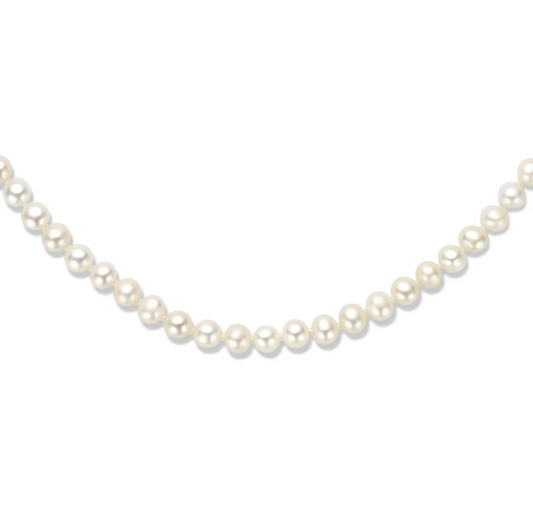 collier parel 5,5 mm 42 + 4 cm zilver gerhodineerd