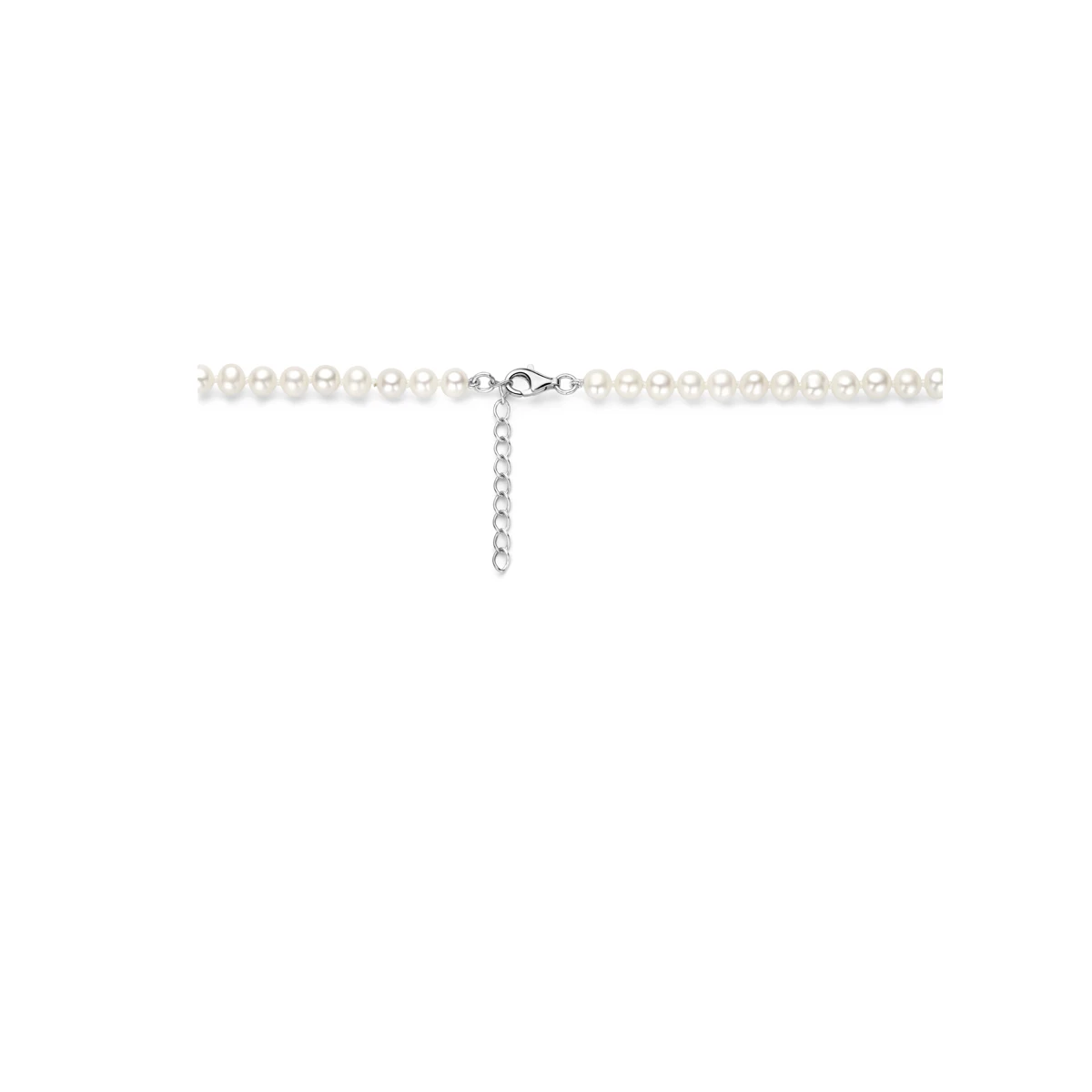 collier parel 5,5 mm 42 + 4 cm zilver gerhodineerd