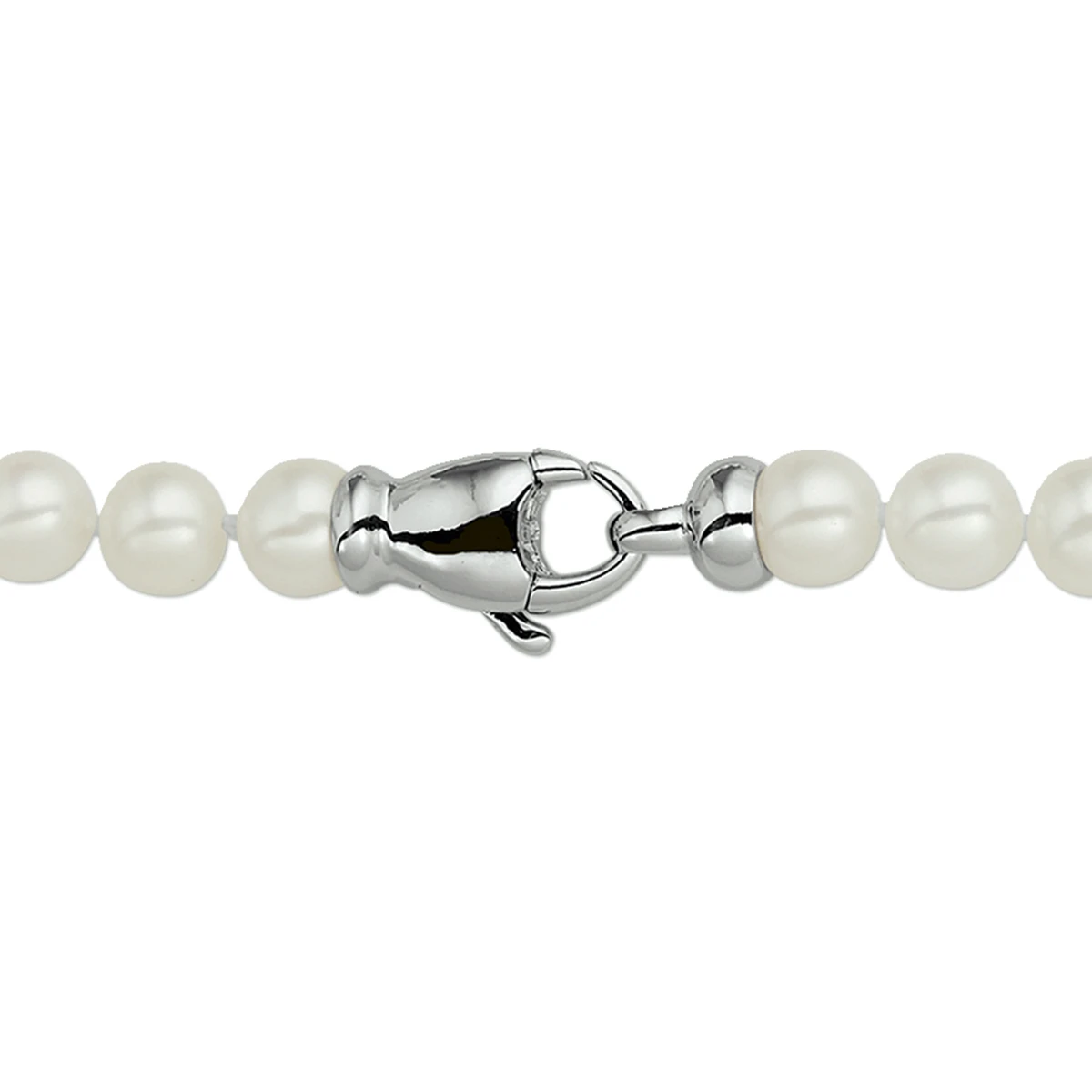 collier parel 7 - 8 mm zilver gerhodineerd