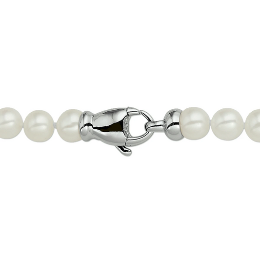 collier parel 7 - 8 mm zilver gerhodineerd