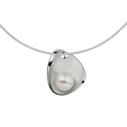 collier parel poli/mat  42 + 3 cm zilver gerhodineerd