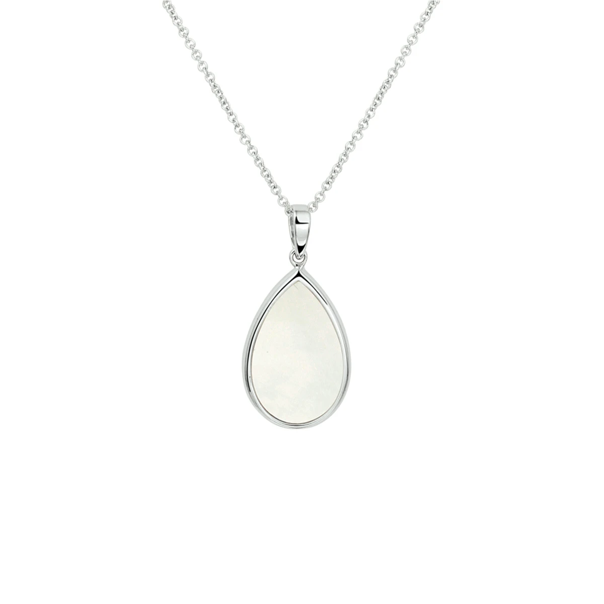 collier parelmoer 42 + 3 cm zilver gerhodineerd