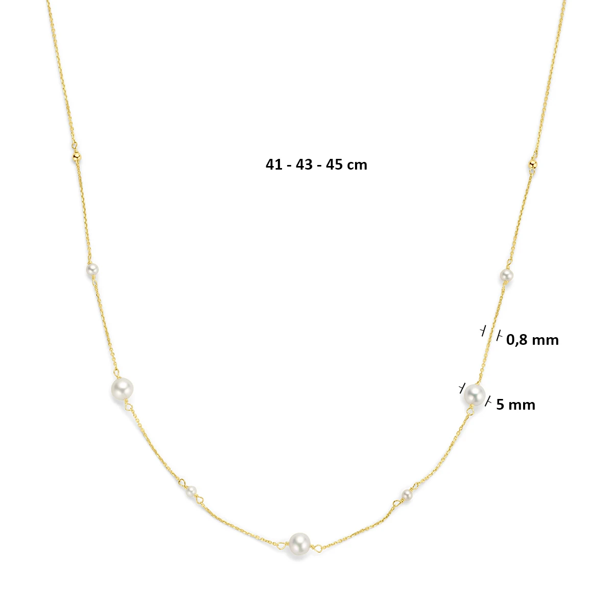 collier parels 41 - 43 - 45 cm 14K geelgoud