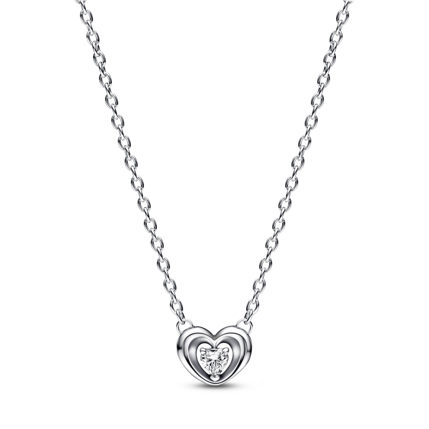 Collier Pendant Cœur Rayonnant & Pierre Flottante