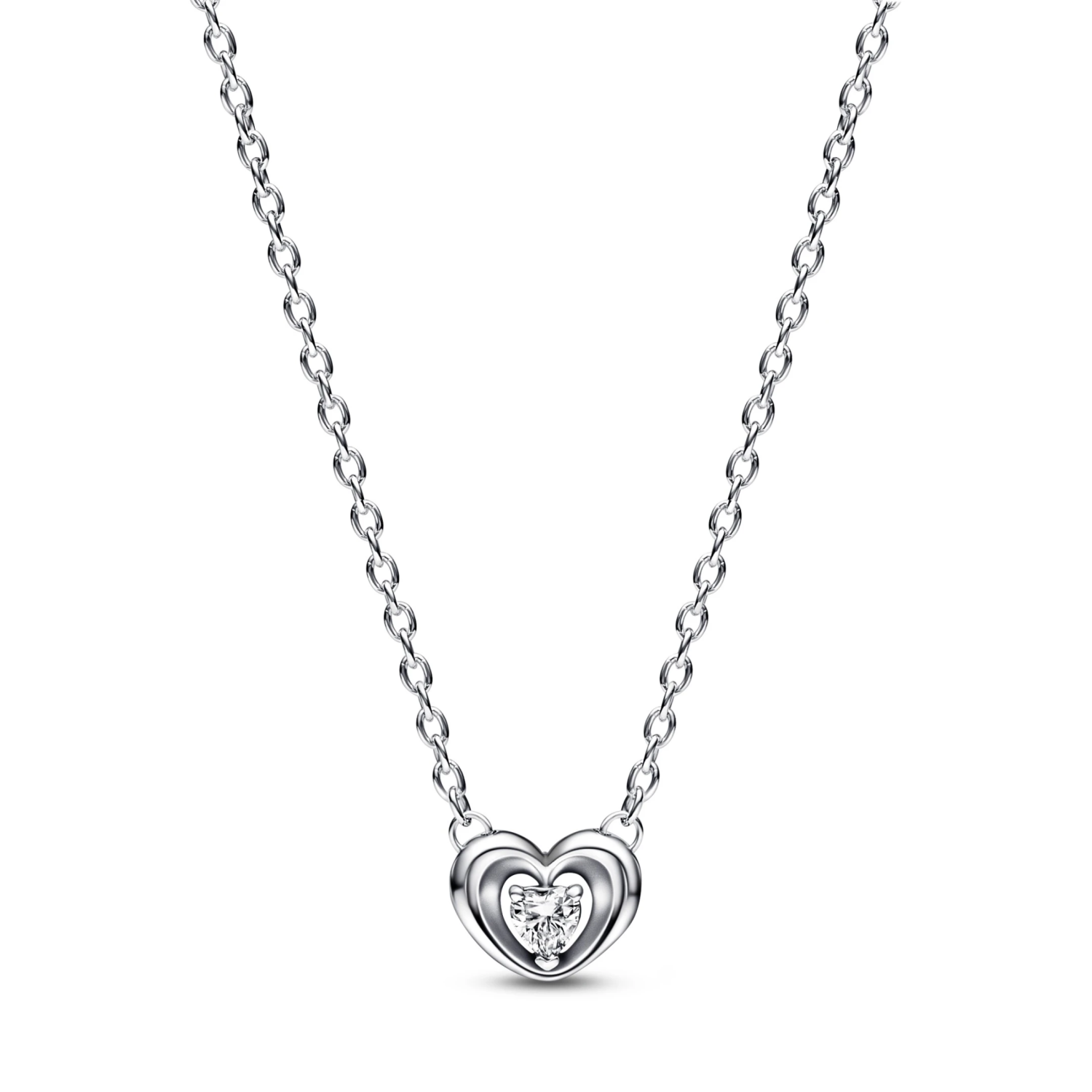 Collier Pendant Cœur Rayonnant & Pierre Flottante