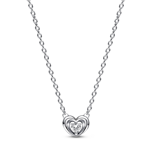 Collier Pendant Cœur Rayonnant & Pierre Flottante
