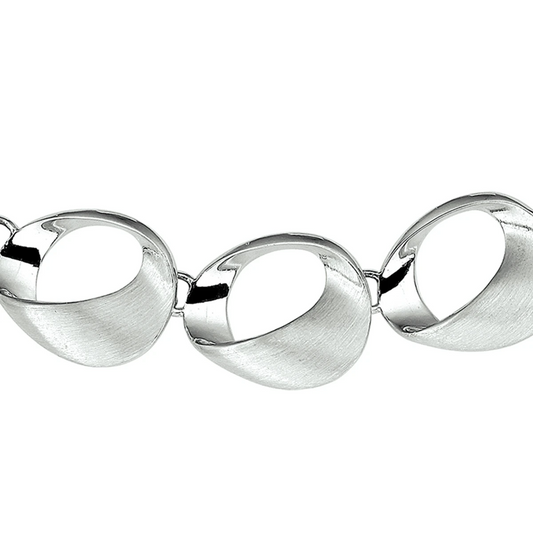 collier poli/mat 18 mm 42 + 3 cm zilver gerhodineerd