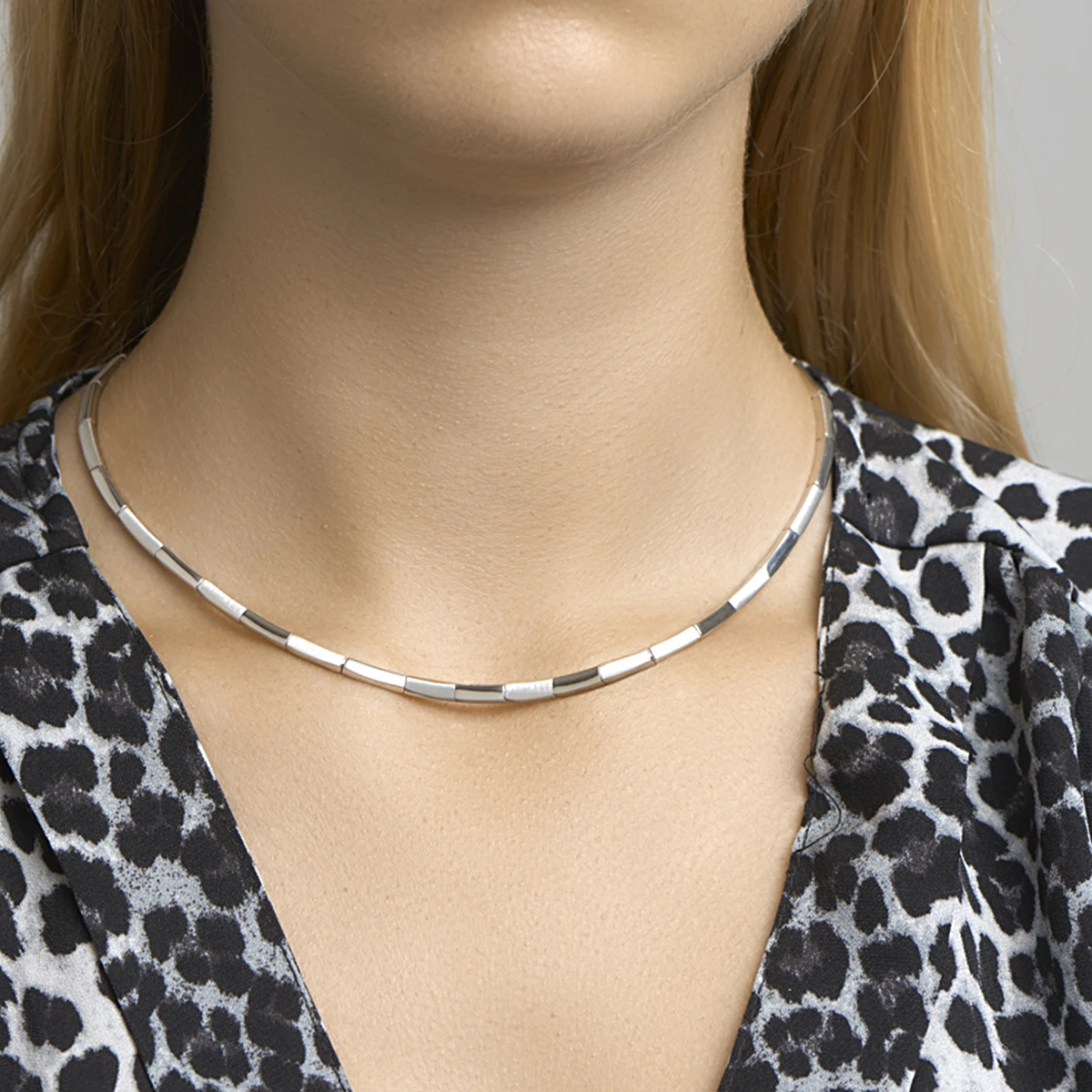 collier poli/mat 3,5 mm zilver gerhodineerd