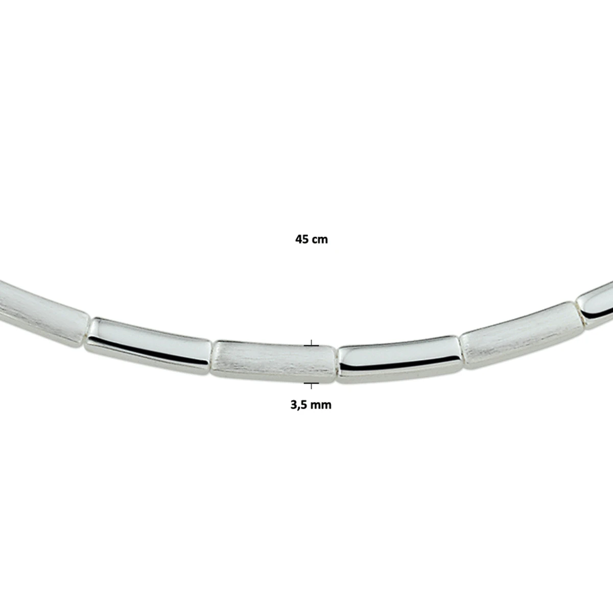 collier poli/mat 3,5 mm zilver gerhodineerd