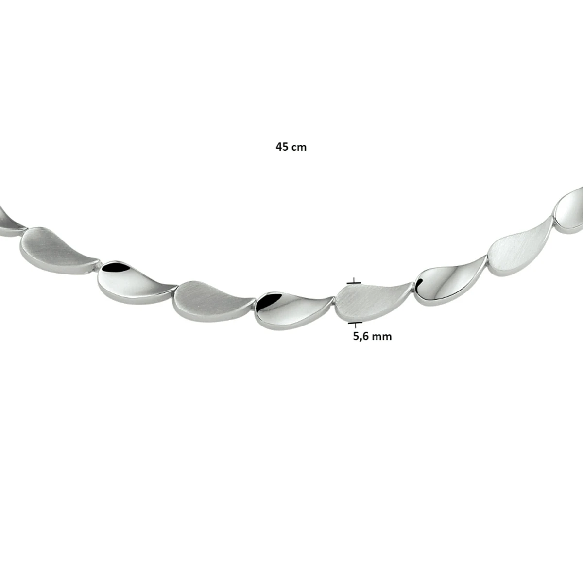 collier poli/mat 5,6 mm 45 cm zilver gerhodineerd