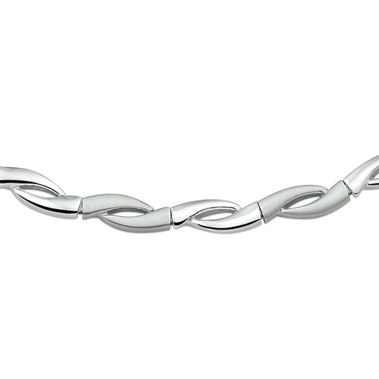 collier poli/mat 6,0 mm 45 cm zilver gerhodineerd