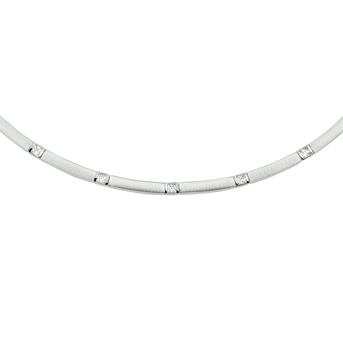 collier poli/mat zirkonia 3,3 mm 43 cm zilver gerhodineerd