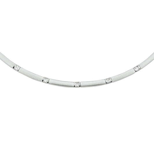 collier poli/mat zirkonia 3,3 mm 43 cm zilver gerhodineerd