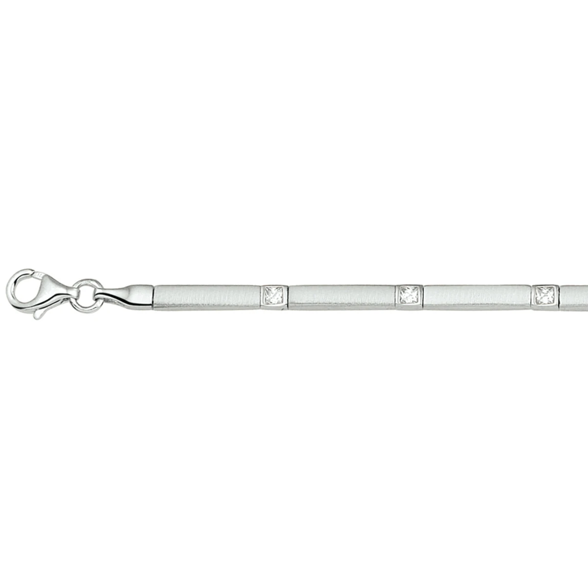 collier poli/mat zirkonia 3,3 mm 43 cm zilver gerhodineerd