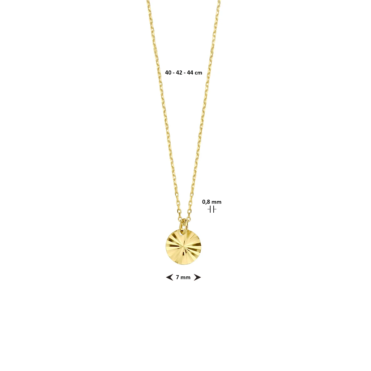 collier rondje 40 - 42 - 44 cm 14K geelgoud